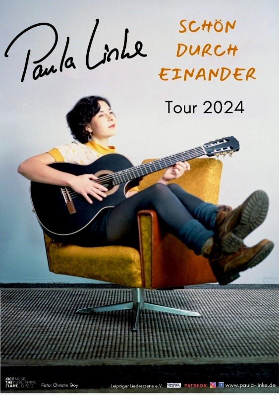 Plakat Liederrmacherin Paula Linke - schön durch einander Tour 2024