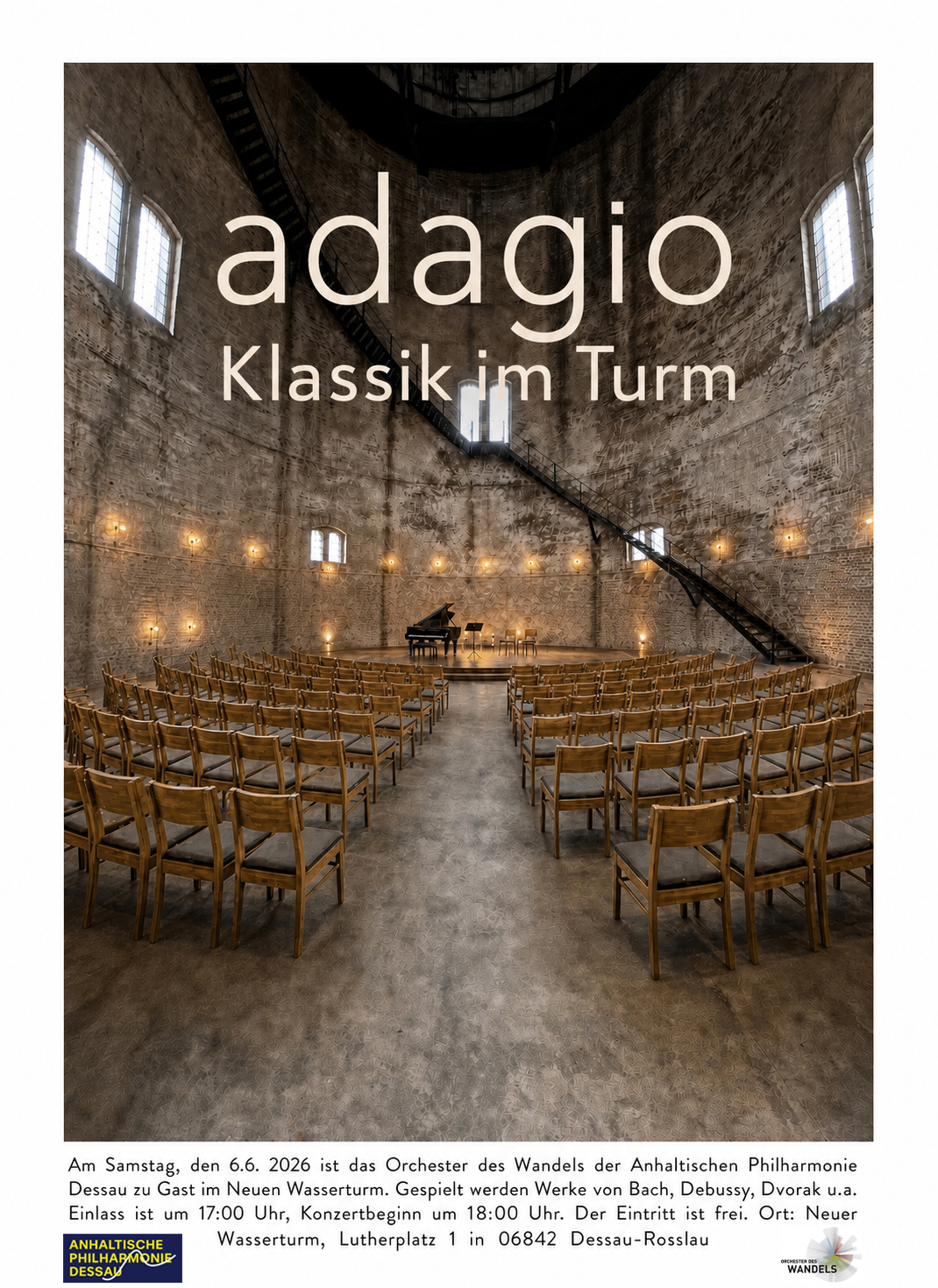 Plakat Konzert adagio im Neuen Wasserturm, Grafik Veranstalter
