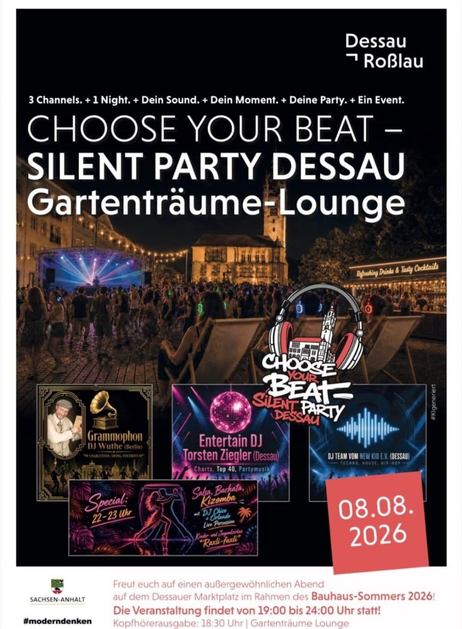 Silent-Party 8.8.2026, Grafik Veranstalter